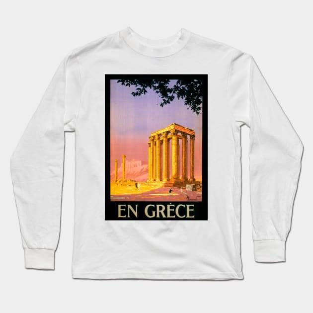 Vintage Travel Poster Greece en Grèce Long Sleeve T-Shirt by vintagetreasure